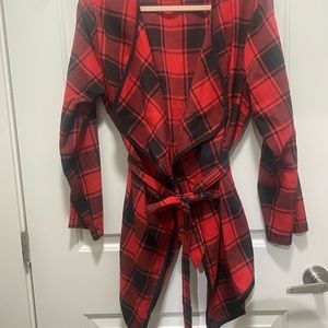 Red and black plaid blazer